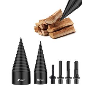 Firewood Log Splitter, Wood Log Splitter, 6 Pcs Wood Splitter Drill Bits, 38mm+45mm Easy Splitter Detachable Drill Bit Heavy Duty Electric Drills Screw Cone Driver Removable