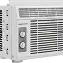 Amazon Basics 5000-BTU Window Air Conditioner with Quiet Operation, Up to 150 Sqf, Cool and Fan Functions, Washable Filter, Adjustable Window Kit, Intuitive Mechanical Controls, for Small Room, White
