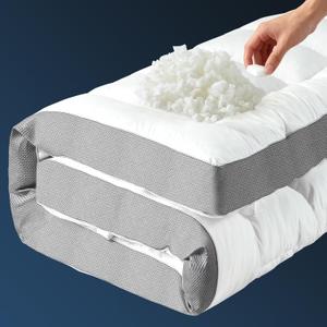 HYPREST 4 Inch Mattress Topper Queen, Thick Cooling Cotton Pillow Top with 2000 GSM Shredded Memory Foam - Soft & Supportive for Back Pain ReliefNon-Slip Bottom (Queen(60*80), White)