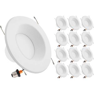 Maxxima 12 Pack 5 in. & 6 in. 5 CCT Retrofit Recessed LED Downlight - 1300 Lumens, E-26 Quick Connect, Dimmable, Color Selectable 2700K-5000K (2700K/3000K/3500K/4000K/5000K), Ideal for Contractors