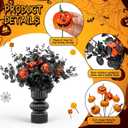 15 Pcs Halloween Artificial Flowers Fake Eyeballs Pumpkin Branches with Artificial Eucalyptus Stems for Vase Table Centerpiece Halloween Table Decorations Floral Arrangement(Black)