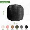 HIGOGOGO Round Stuffed Pouf Ottoman, Corduroy Poufs with High-Density Foam Filling, Furry and Fluffy Pouf Foot Stool Storage Ottoman, 20 X 15 Floor Poufs Foot Rest for Living Room, Black