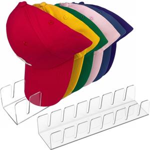 Hat Stand, Holder Organizer for Baseball Caps, 2 Pack Acrylic No-Install Hat Rack for 14 Caps Storage, Hat Organizer and Display Stand for Closet, Bedroom, Dresser, Office, Shelf Decoration