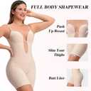 Slimers Backless Shapewear Strapless Bodysuit - Low Back Women Body Shaper : Slimming Built In Bra With Plunge, M