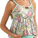 Summer Mae Maternity Two Piece Swimsuit Tankini Ruffle Hem Bathing Suit Shell Stitched Bead Boho Pregnancy Swimwear for Beach