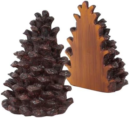DHUJBFF Pinecone Shaped Resin Book Ends,Rustic Cabin Decor, Decorative Bookends for Home,Office,and Library,Set of 2