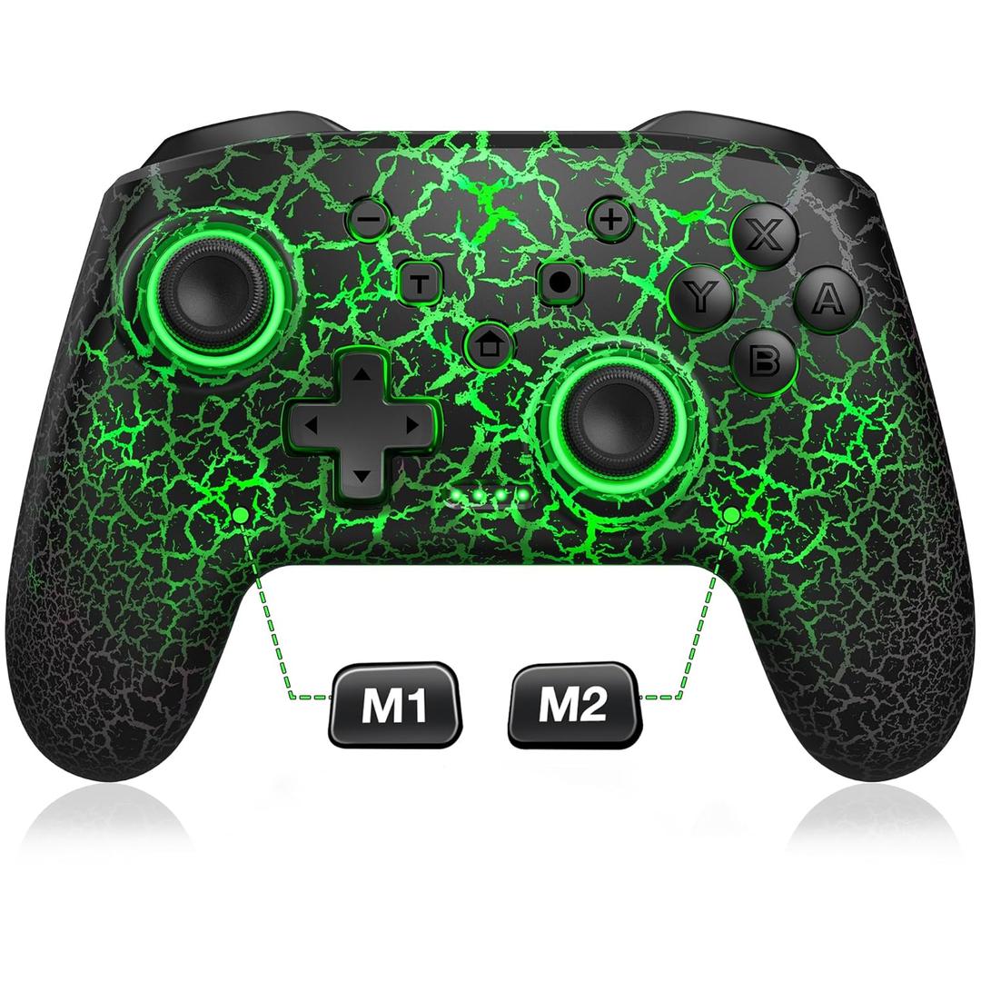 Wireless Switch Controller for Nintendo Switch/Lite/OLED Controller, Switch Controller with a Mouse Touch Feeling on Back Buttons, Extra Switch Pro Controller with Wakeup,Programmable, Turbo Function