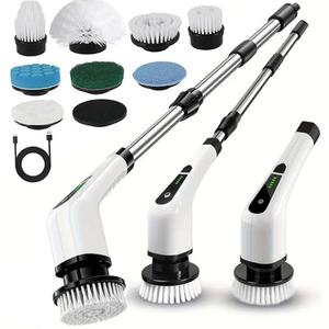 Electric Spin Scrubber,Cordless Cleaning Brush,Shower Cleaning Brush with 8 Replaceable Brush Heads, Power Scrubber 5 Adjustable Speeds for Floor Bathroom Shower Bathtub Glass Car