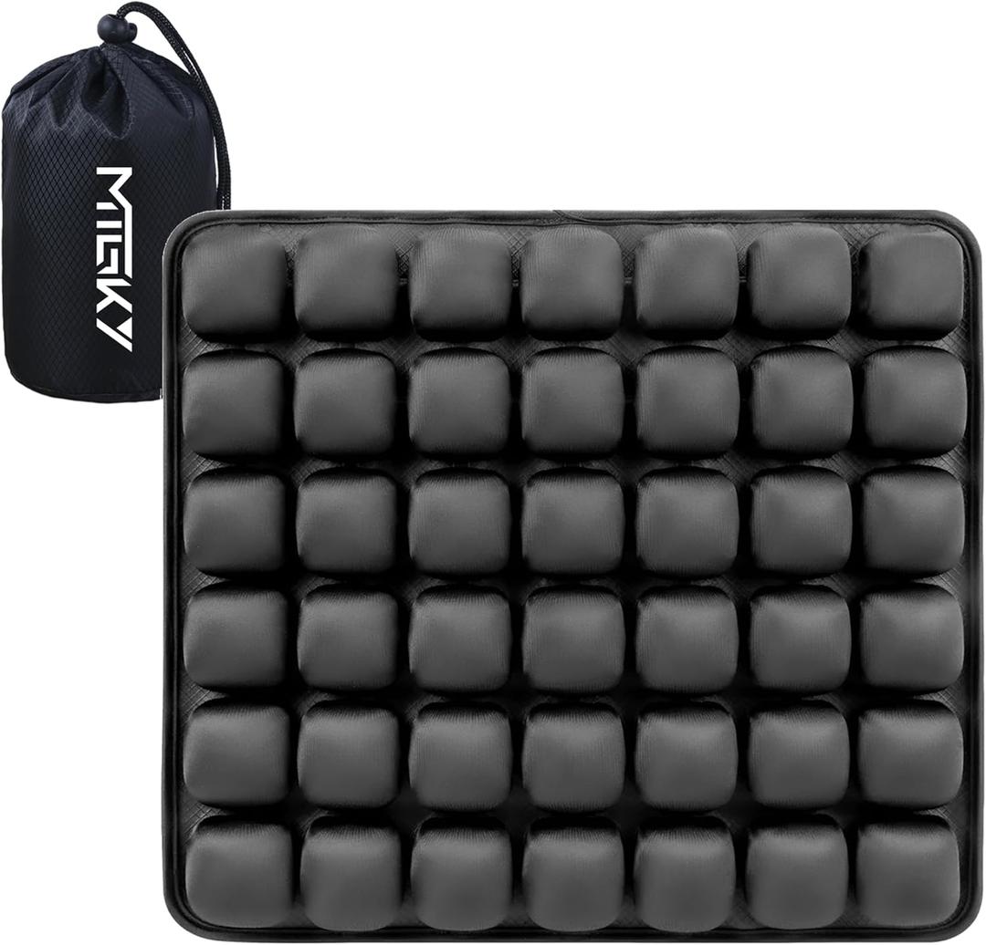 Sondor Travel Seat Cushion,Inflatable Travel Seat Cushion for Airplane,Portable & Adjustable,Airplane Gadgets,Inflatable Cushion for Wheelchair, Travel,Driving,Office Work (Dark Black)