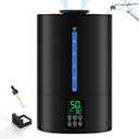 6L Humidifiers for Bedroom Large Room Home, Cool and Warm Humidifier for Plants Mist Top Fill Desk Humidifier Essential Oil Diffuser, Quiet Humidifiers with Adjustable Mist, 360Nozzle-Black (A-Black)