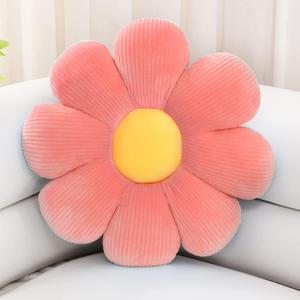 Sioloc Flower Shaped Throw Pillow, Butt Cushion, Floor Pillow, Seating Cushion, Cute Room Decor & Plush Pillow for Bedroom Sofa Chair (Red, 23.6"), 1 Count