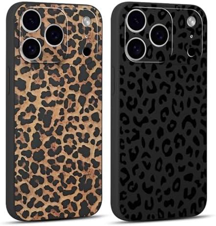 2 Pack for iPhone 17 Pro 6.3'' Cheetah Print Cases, Cute Luxury Leopard Print Pattern Design Cases for Women Men Girls, Fashion Retro Shockproof Anti Scratch Protection Silicone Soft TPU Cover