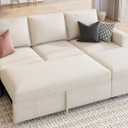 HONBAY Modular Sectional Sleeper Sofa with Pull Out Bed, L Shaped Couch with Storage Seat, Modular Sectional Couches for Living Room - Beige