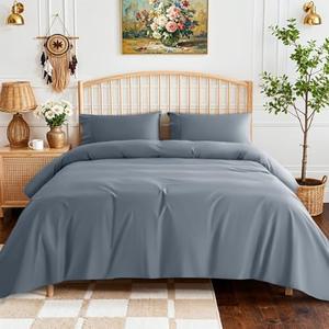 SONORO KATE 100% Egyptian Cotton Sheets - 800 Thread Count, 5-Star Hotel Sateen Weave Bed Sheets, Cooling, Soft & Breathable Bed Sheets Set, Fits 16" Deep Pocket - 4 PC (French Blue,King)