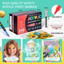 Acrylic Paint Markers Brush Tip 240 Colors, Direct-Liquid Ink Control System, Water-Based No-Bleed Premium Acrylic Paint Pens for School Art, Rock, Fabric, Wood, DIY Crafts (Includes Replacement Nibs)