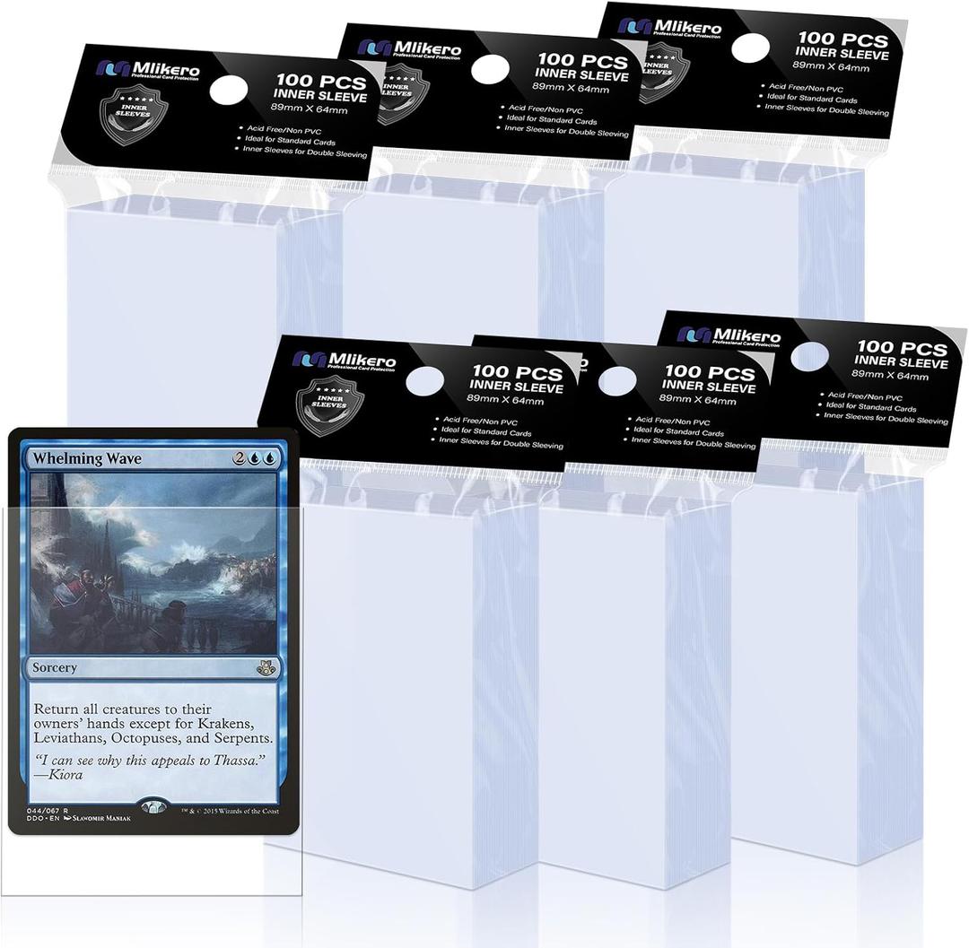 600 Pack Card Sleeves, Perfect Fit Inner Sleeves Ideal for Double-Sleeving, Trading Card Sleeve Compatible with MTG, TCG, Gaming Cards (Clear)