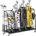 Golf Bag Organizer for Garage - 3 Golf Bag Storage Rack with Lockable Wheels - Golf Equipment Stand - Golf Clubs Bags Accessories Holder