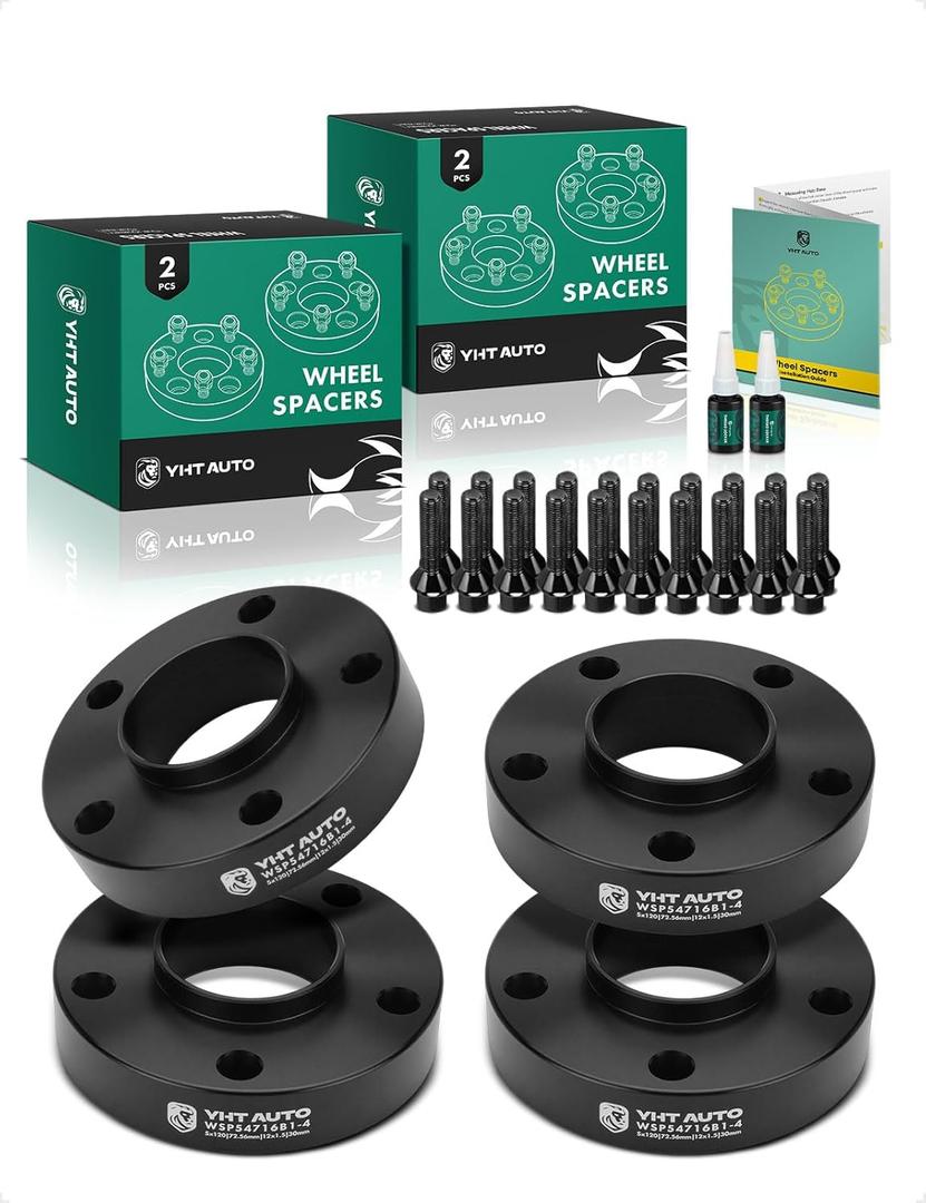 YHTAUTO 5x120 Hub Centric Wheel Spacers 30 mm Compatible with BMW 1/3/5/6/7/8/M3/M5/M6/Z3/Z4/Z8 Series, w/ M12x1.5 & 10.9 Grade Studs, 72.56 mm Hub Bore 5 Lug 4PCS Black Wheel Spacer