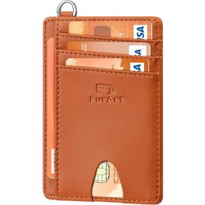 FurArt Slim Minimalist Wallet, Front Pocket Wallets, RFID Blocking, Credit Card Holder for Men (small, Camel Vintage)