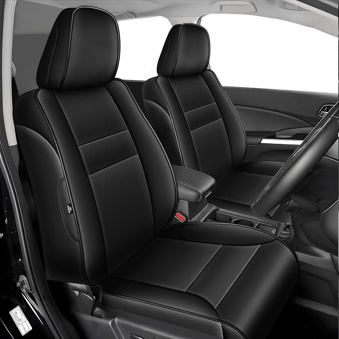 AOMSAZTO Car Seat Cover Custom Fit for Honda CRV 2015 2016 Faux Leather Seat Covers Full Set CR-V Seat Protector Compatible Airbag(5 Seats,Black)