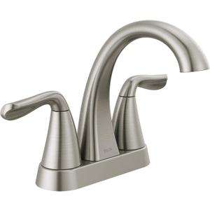 Delta Arvo Centerset Bathroom Faucet, Brushed Nickel 2-Handle Bathroom Faucet, Delta Bathroom Sink Faucet, Brushed Nickel 3-Hole Bathroom Faucet, Spotshield Stainless 25840LF-SS