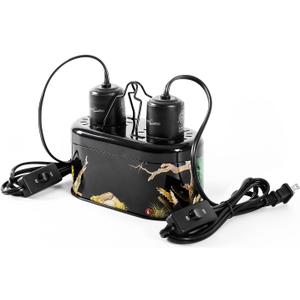 REPTI ZOO Nano Combo Print Tropical Desert Reptile Dual Deep Dome Lamp Fixture for Reptile Max 40 Watts Max Bulb Height 4 in Per Socket UVB Light Fixture Dual Lamp Cap Combo Integration Design