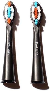 ProClean Replacement Brush Heads - Compatible with Brio SmartClean, Smaller Size for Hard-to-Reach Areas, Gentle Bristles, Pack of 2, Black