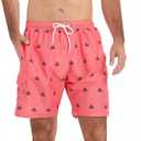 Scotamalone Mens Swim Trunks Board Shorts Swimwear Bathing Suits Quick Dry for Beach,Travel,Vacation,Swimming, Surfing,Casual (Pink, S)