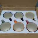 Henten Home Porcelain Coffee Mug Set of 6, 14 oz Colorful Latte Cup with Handle, Boho Ceramic Mug for Hot Chocolate, Milk, Tea, Cappuccino, Cocoa, Microwave & Dishwasher Safe