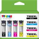 T902XL Ink Remanufactured for Epson T902XL T902 Ink Cartridge for Workforce WF-C5790 WF-C5710 WF-C5290 WF-C5210 Printer Ink Pack (5,000 Pages High Yield, 4-Pack K/C/M/Y)