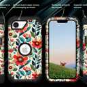 TEECOVER for iPhone 16e Case, Heavy-Duty Shockproof Full Protection Hard Plastic Bumper + Soft Silicone Rubber Protective Case for iPhone 16e - 6.1-Inch, Red Flowers