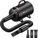 Pet Dryer, 5.2HP/3800W Pet Grooming with Adjustable Speed and Temperature Control Dog Blow Dryer, Pet Hair Dryer with 3 Nozzle (Black-1)