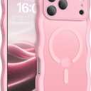 BENTOBEN Magnetic for iPhone 17 Pro Max Case, Cute Wavy [Full Camera Protection][Compatible with MagSafe] Matte Anti-Slip Bumper Women Girls Boys Protective Cover for 17 ProMax 6.9", Light Pink