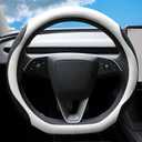 Steering Wheel Cover Custom Fit for Tesla Model 3/Y Juniper Highland 2016-2025 2026 Accessories, Non-Slip Microfiber Leather Steering Wheel Protector for Tesla Model 3/Y, Black