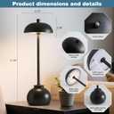 1 Pack Black Ceramic Rechargeable Table Lamps, 5000mAh Small Wireless Battery Operated Portable Table Light, Dimming Mini LED Touch Battery Powered Desk Top Lamp for Bedroom Restaurant/Patio/Outdoor