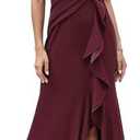 FQA Formal Evening Dresses for Women Elegant Evening Party Prom Dress Long Sexy V Neck Sleeveless Split Wrap, M, Wine Red