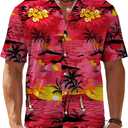 KYKU Hawaiian Shirt for Men: Tropical Summer Beach Short Sleeve Button Down Shirt with Pocket (XL)