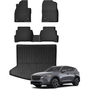 All Weather Floor Mats Cargo Mat Fit for Mazda CX-5 2025 2024 2023 2022 2021 2020 2019 2018 2017 TPE Rubber Liners CX5 Accessories All Season Guard Odorless Anti-Slip Floor & Trunk Liners