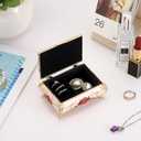 Hipiwe Vintage Metal Jewelry Box Small Treasure Chest Case Trinket Organizer Earrings Necklace Bracelet Storage Box Ring Box Holder Keepsake Box for Women (Beige)