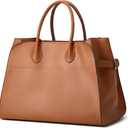 Vegan Leather Tote Bags for Women Large Tote Retro Top-handle Bag Trendy Work Bag PU Leather Purses (15.3" x 8.6" x 10.2", Brown)