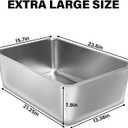 Stainless Steel Cat Litter Box, 23.6"x15.8"x8" XXL Stainless Steel Litter Box 8 inch Deep, Extra Large Metal Litterbox for Big Cats, Non Stick Surface, Easy to Clean, High Sided