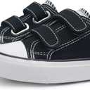ANTLULU Boys and Girls Canvas Shoes Dual Adjustable Hook and Loop Classic Low Top Kids Sneakers, Size 25