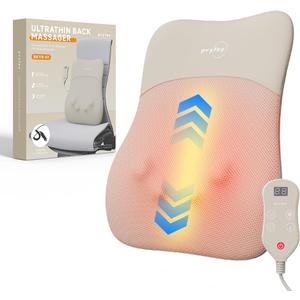 Back Massager with Heat for Pain Relief Deep Tissue, Ultrathin 4D Shiatsu Lower Back Massager, Chair Back Massager for Home Office, Gifts for Women Men, Khaki