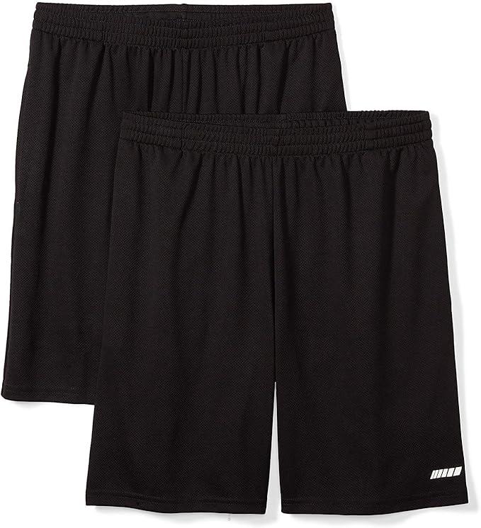 Amazon Essentials Men's Performance Tech Loose-Fit Shorts (Big & Tall), Pack of 2 (Black/Green Geo Camo) S