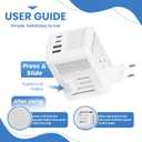 800W Power Converter Adapter Combo, Specially for Hair Dryers, 220v to 110v Voltage Converter with AC Sockets, 2 USB C & 2 USB A Ports, Compact Voltage Converter US to Europe(White)