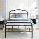 BOSRII Twin XL Metal Bed Frame 18 Inch High with Iron Headboard Heavy Duty