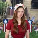 2 x 4th of July USA Beaded Headbands for Women Girls Red White Blue American Flag Headband Knotted Crystal Pearl Patriotic Hairband American Fourth of July Accessories Gifts