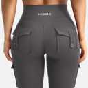 YEOREO CoreFlex Women Workout Flare Leggings with Pockets Hidden Scrunch High Waisted Cargo Gym Yoga No Front Seam Leggings (Black, L)