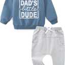 Boys 4T Clothes Toddler Baby Letter Graphic Long Sleeve Sweatshirt Pullover Tops + Joggers Pants Outfit Set Blue