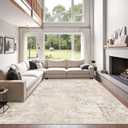 Art&Tuft Washable Rugs 5x7, Abstract Area Rugs for Living Room - Non Slip and Low Pile Soft Thin 5x7 Rug for Bedroom, Dining Room, Kitchen, Office, Beige